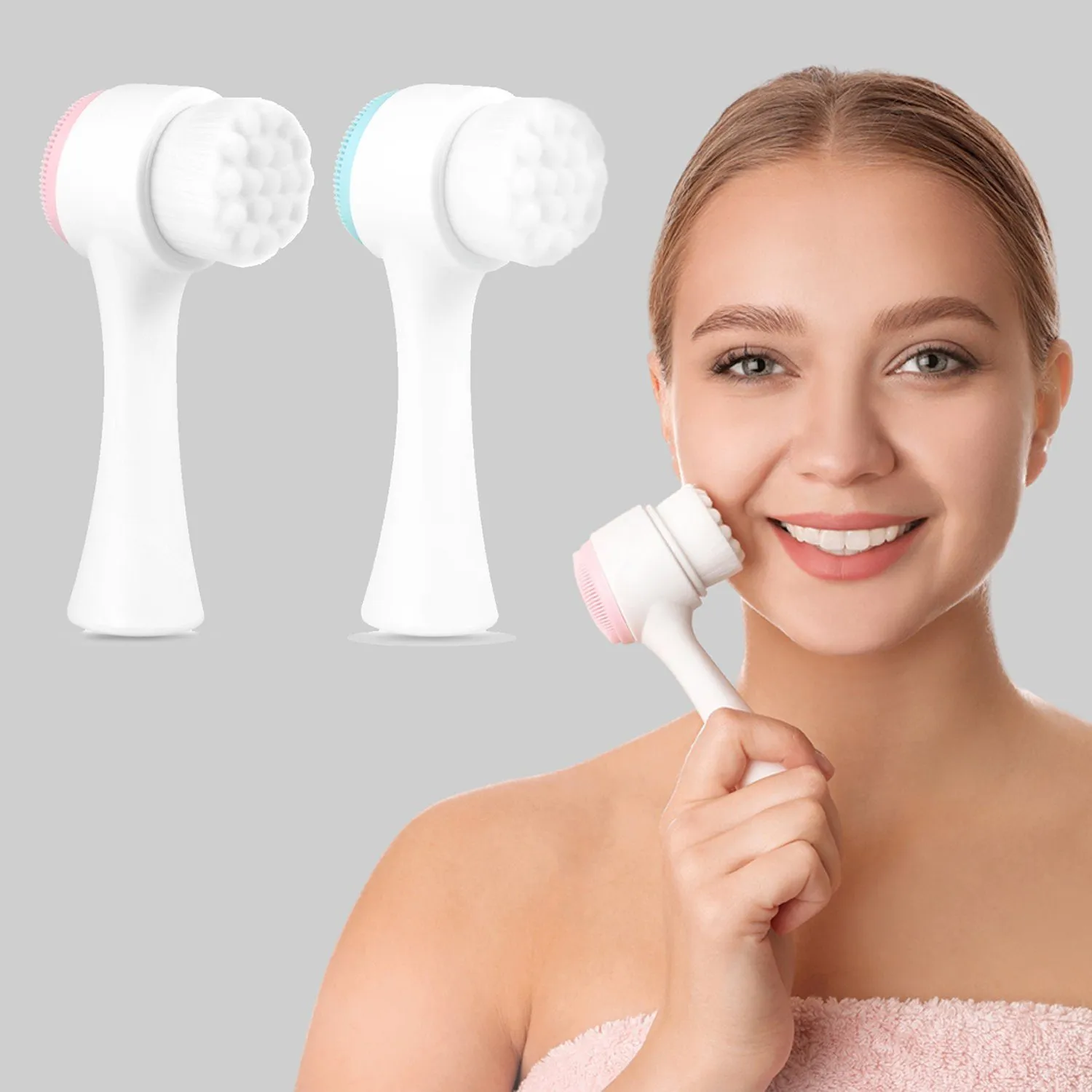 2-Pack: Dual Face Manual Facial Brush For Pore Cleansing And Exfoliating