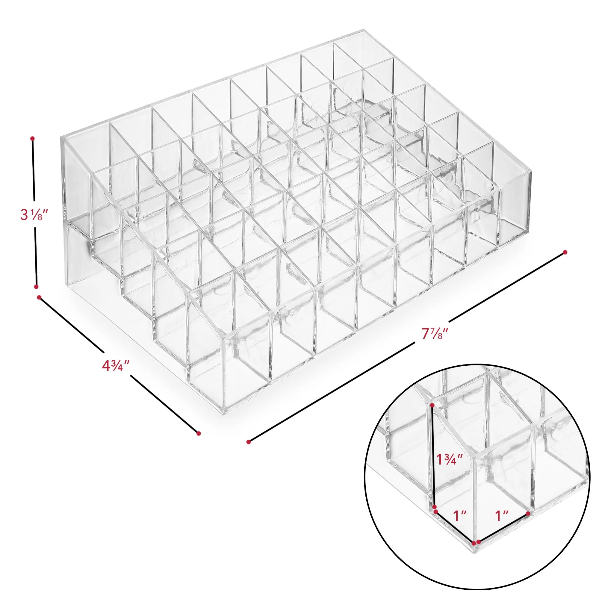 40 Slot Acrylic Lipstick & Makeup Organizer - Cosmetic Display Case