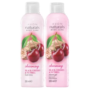 Avon Naturals Black Cherry & Nutmeg Shower Gel   Body Lotion - Set