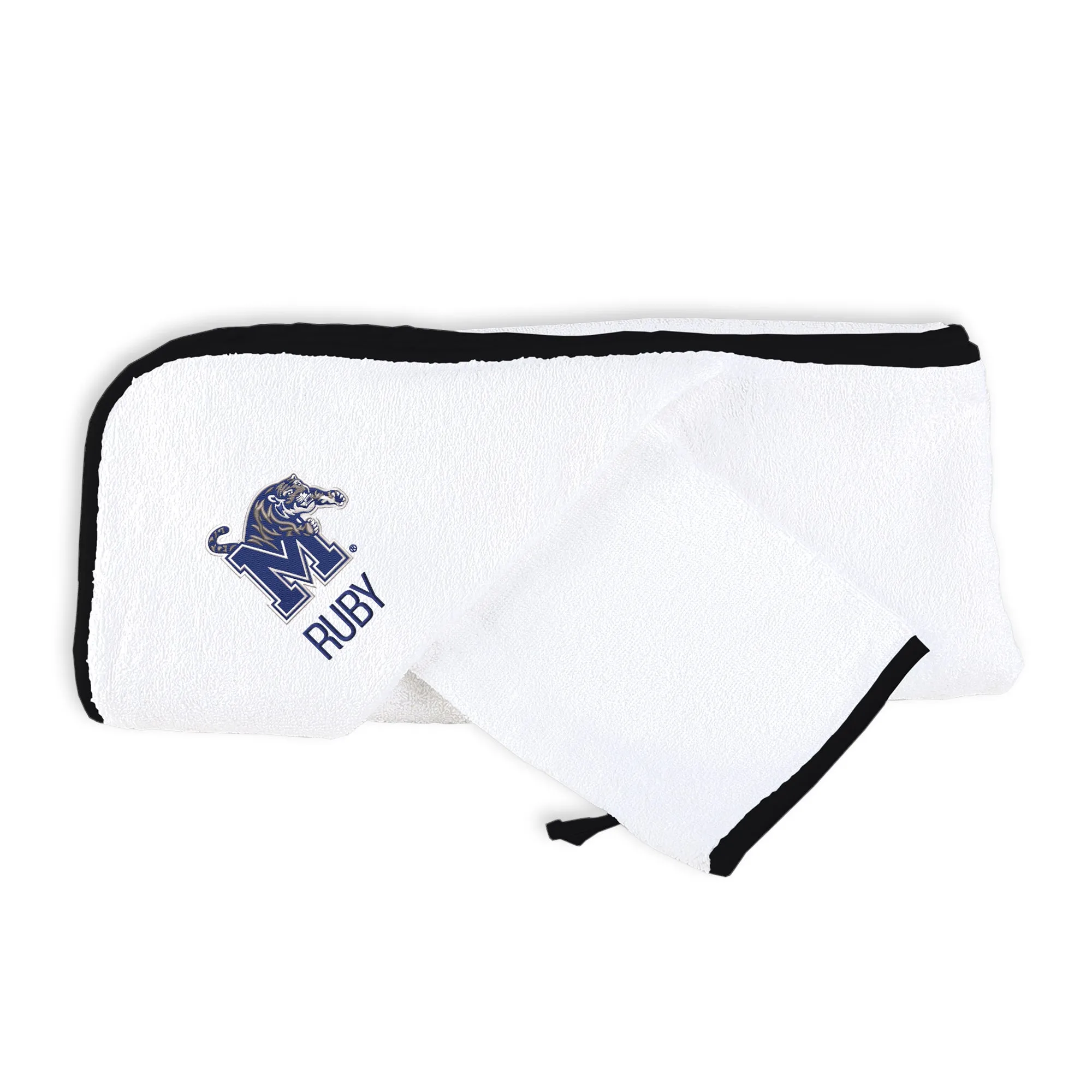 Personalized Memphis Tigers Hooded Towel & Wash Mitt Set