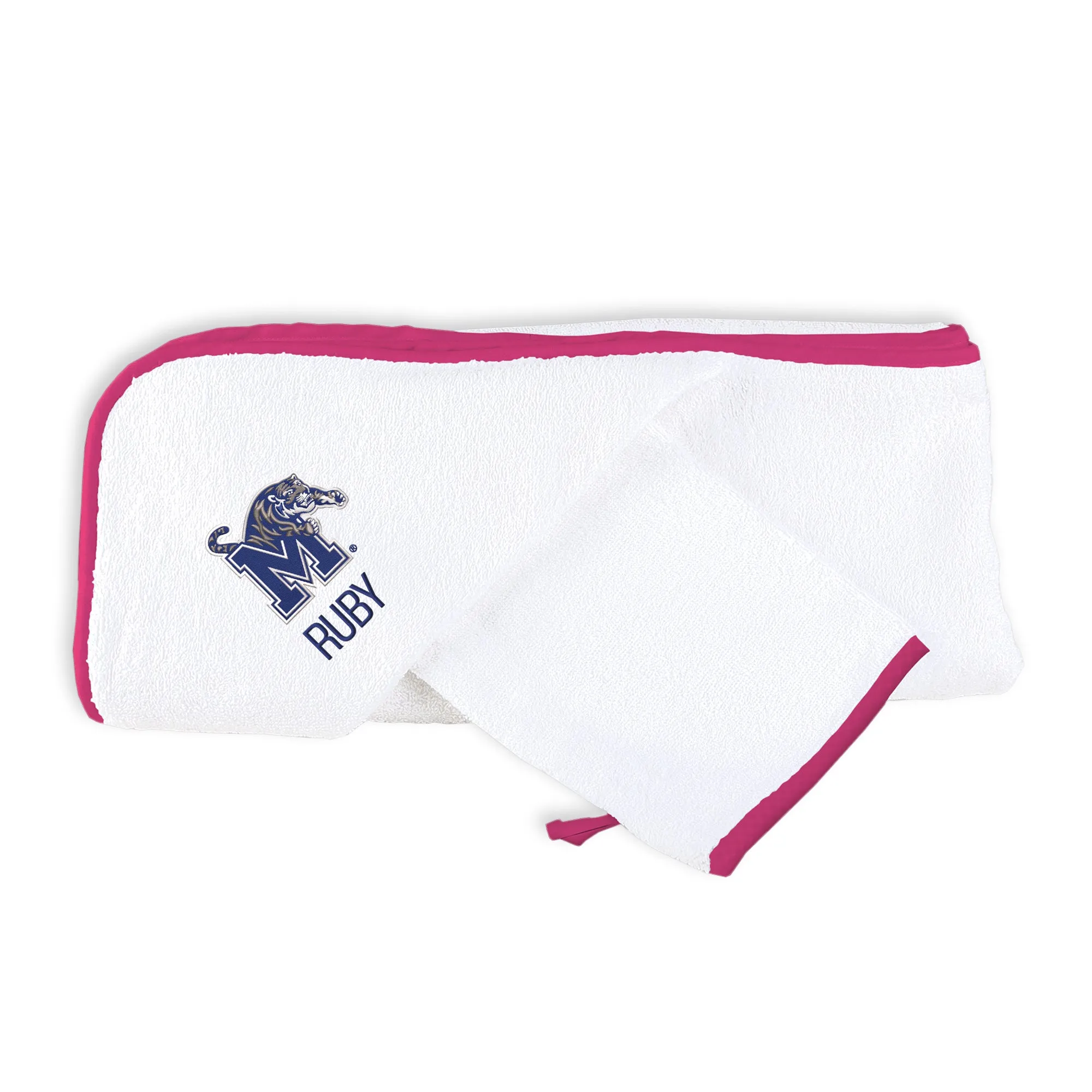 Personalized Memphis Tigers Hooded Towel & Wash Mitt Set