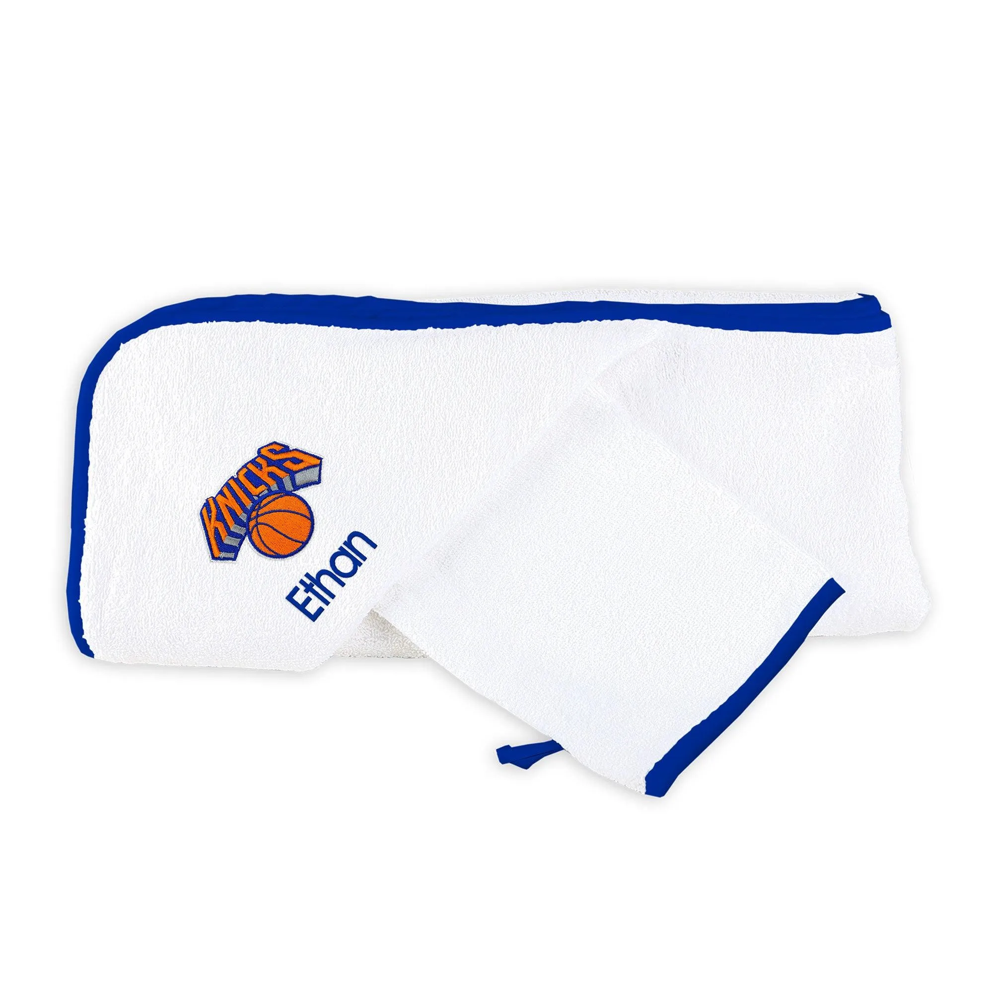 Personalized New York Knicks Hooded Towel & Wash Mitt Set