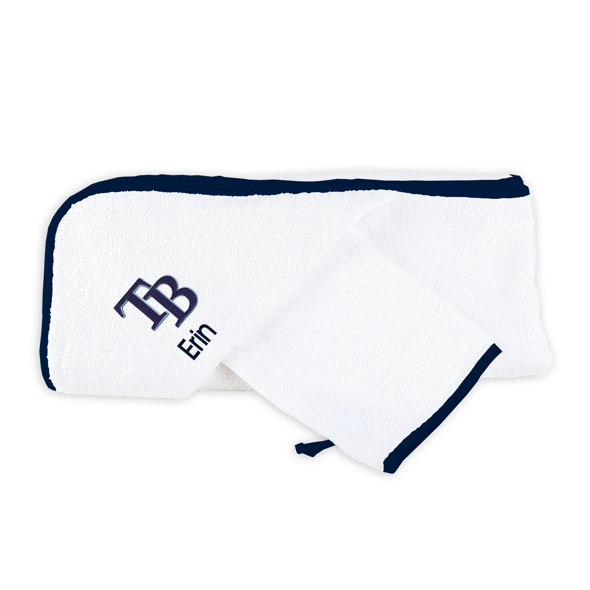 Personalized Tampa Bay Rays Hooded Towel & Wash Mitt Set