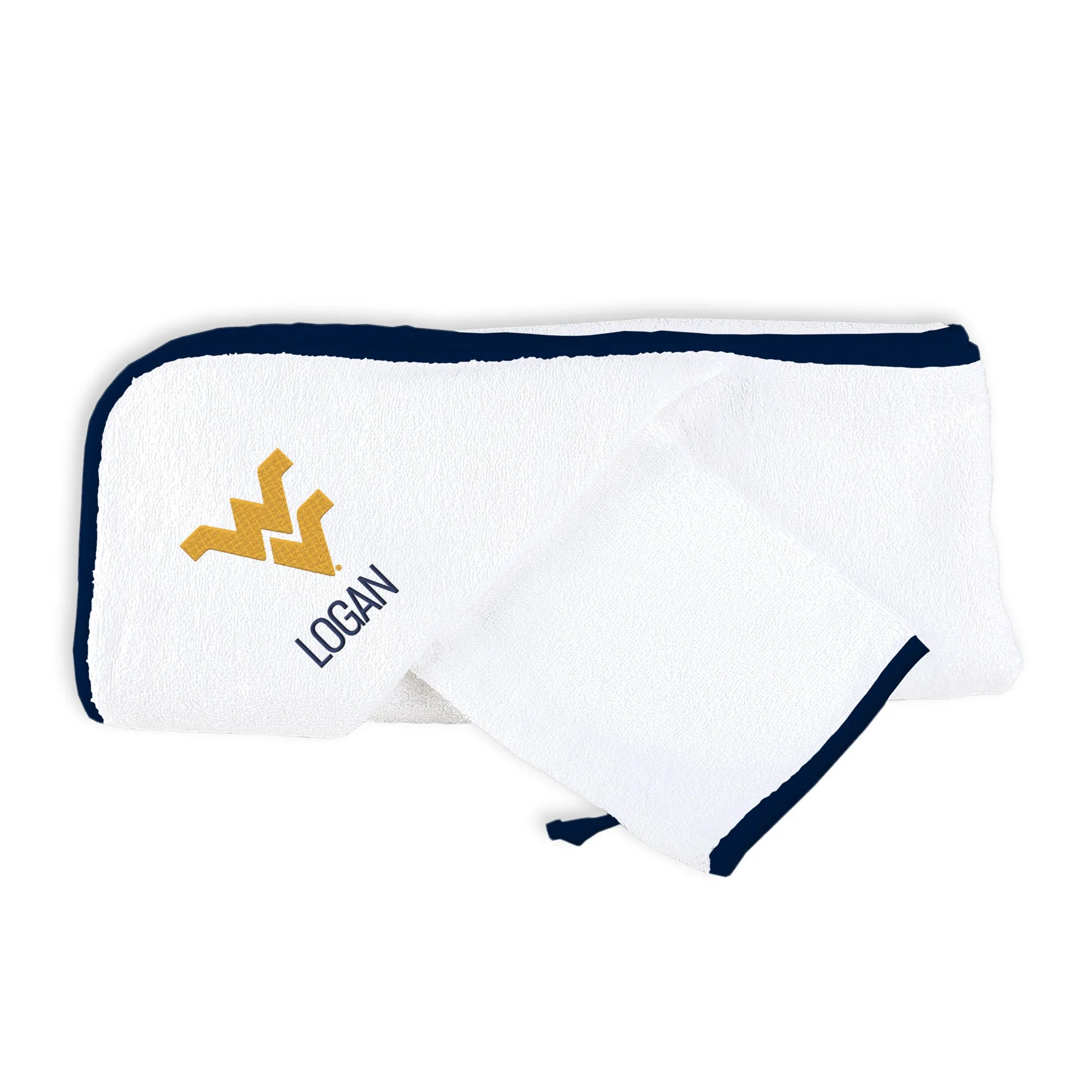 Personalized West Virginia Mountaineers Hooded Towel & Wash Mitt Set