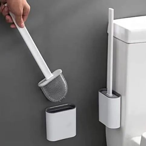 Silicone Toilet Bowl Cleaning Brush and Holder