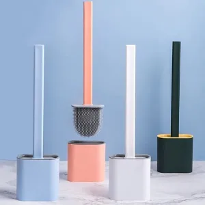 Silicone Toilet Bowl Cleaning Brush and Holder