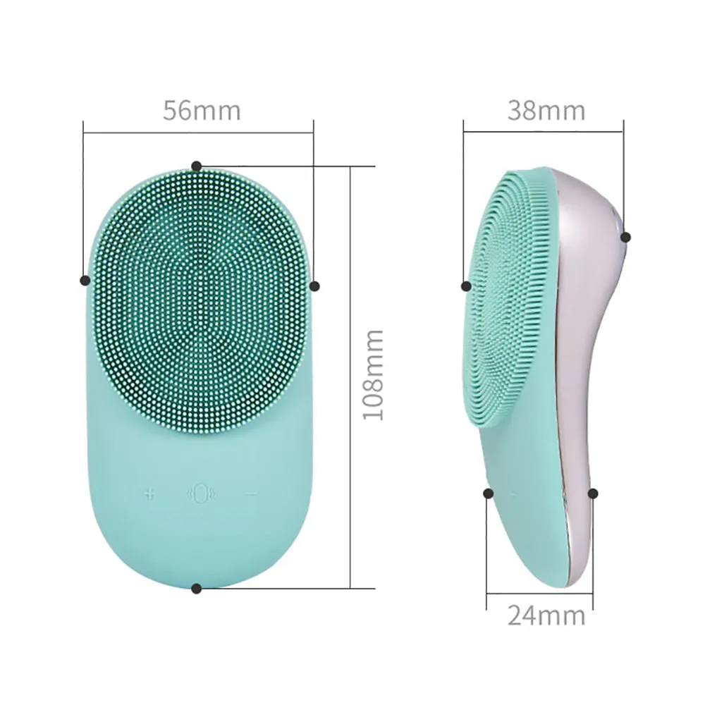 USB Rechargeable Electric Silicone Facial Brush Heated Massager